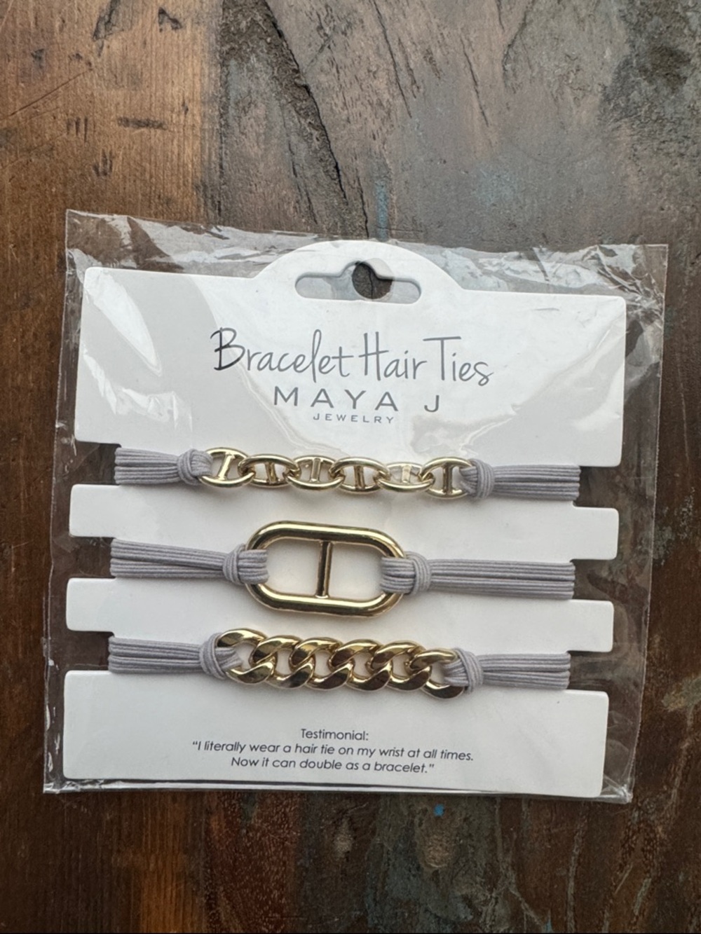 Maya Gray Bracelet Hair Ties with Gold Accents - Set of 3